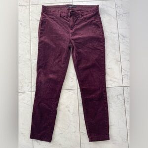 J Brand Burgundy Velvet Capri Jeans